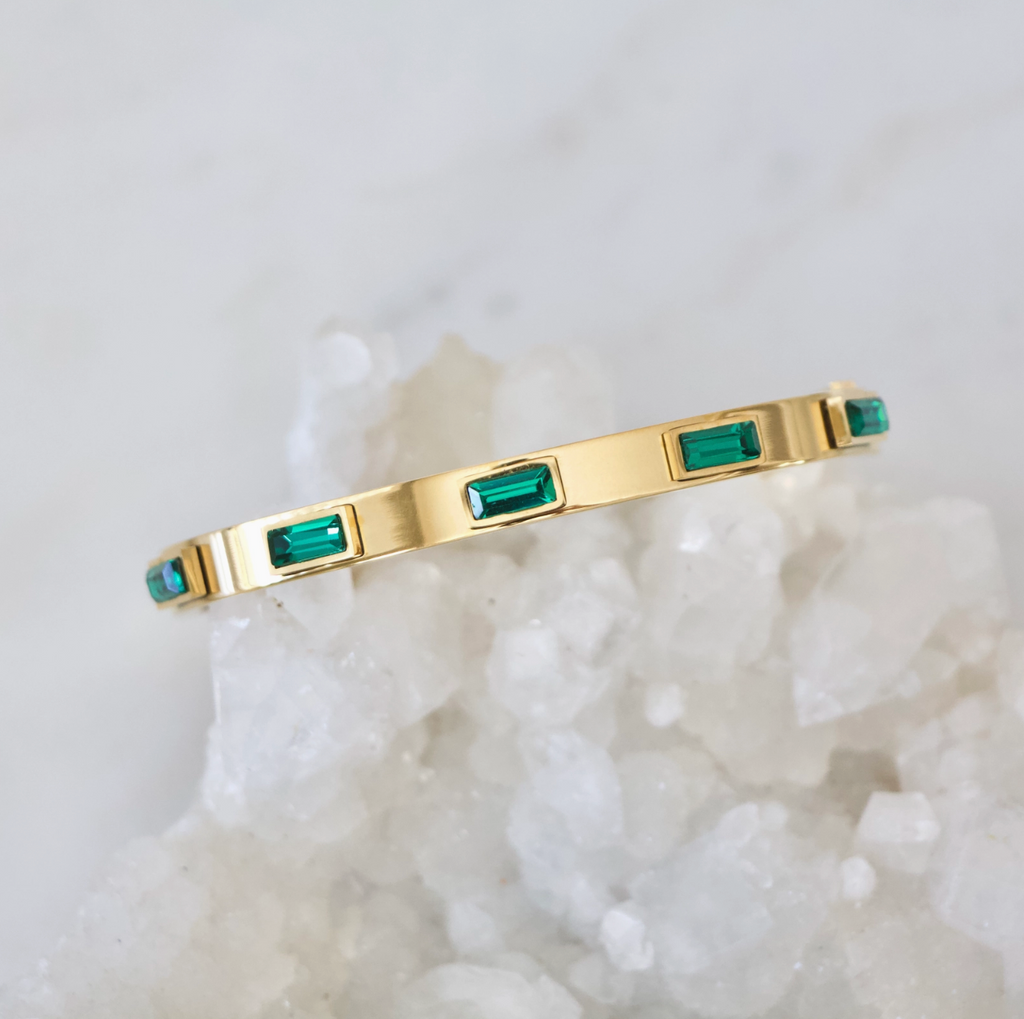 Emerald Zircon Bangle Bracelet