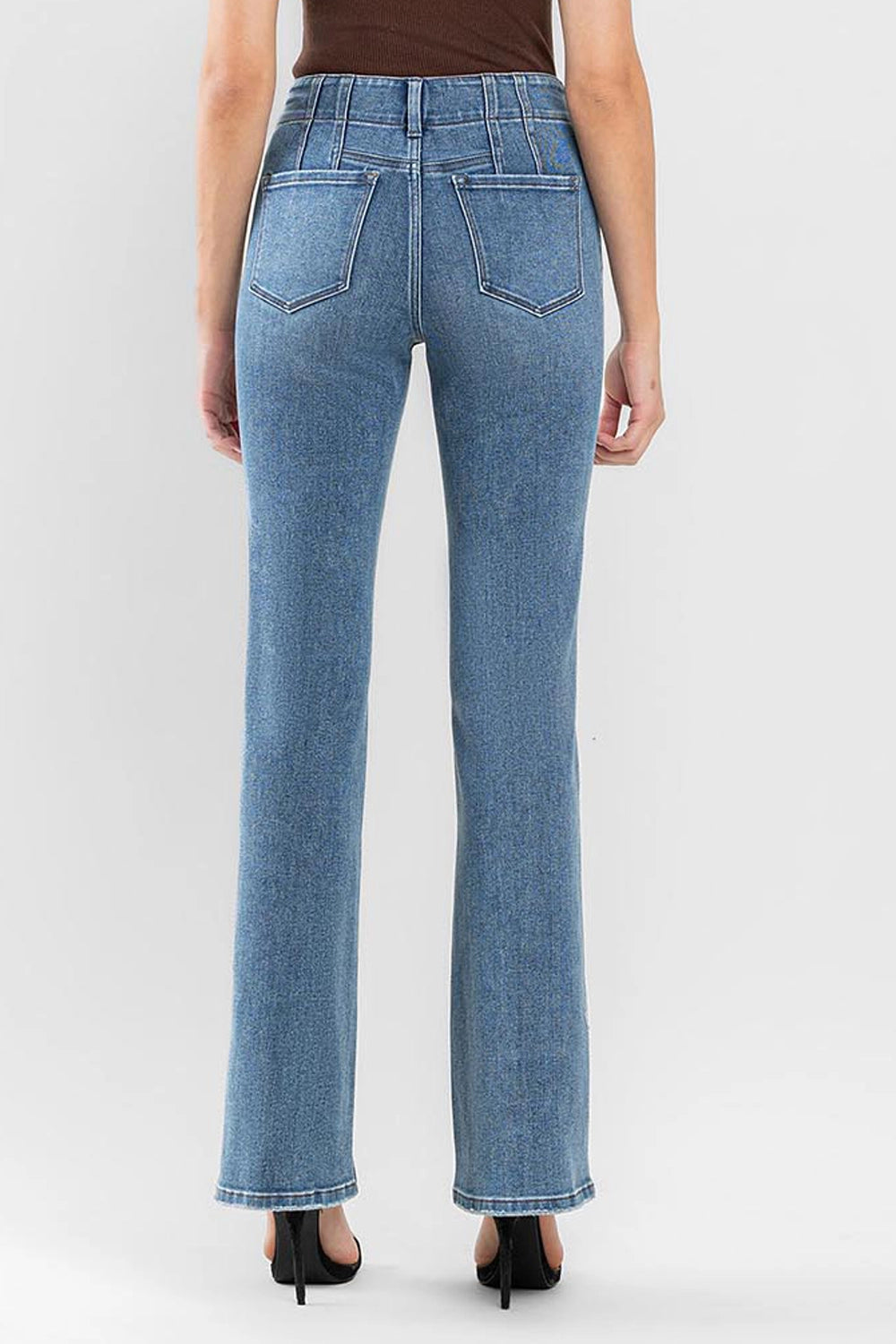 Front Pocket Dart Detail Flare Jeans