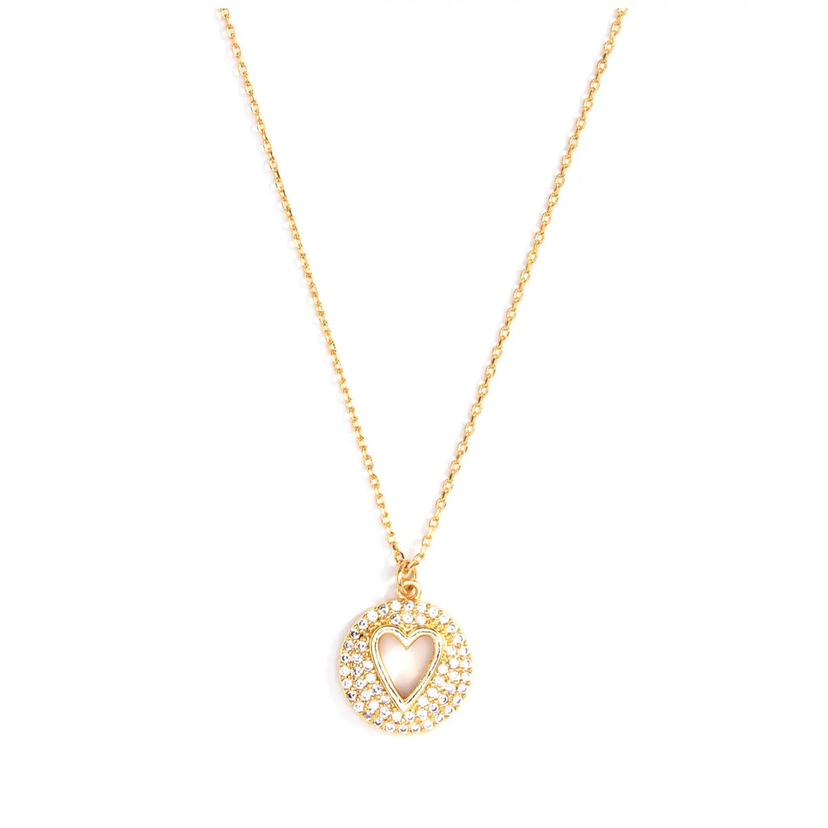GOLD HEART HALO PAVE PENDANT BRACELET