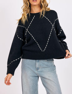 Guest List Contrast Stitch Sweater