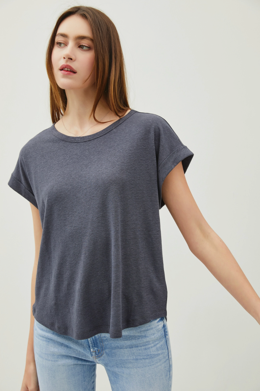 Raw Edge Detailed Linen Tee