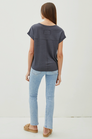 Raw Edge Detailed Linen Tee