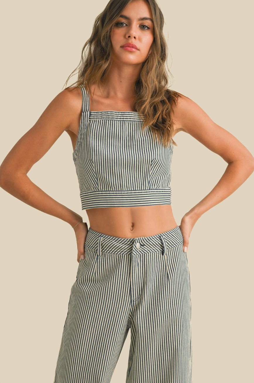 Striped Tied Back Top
