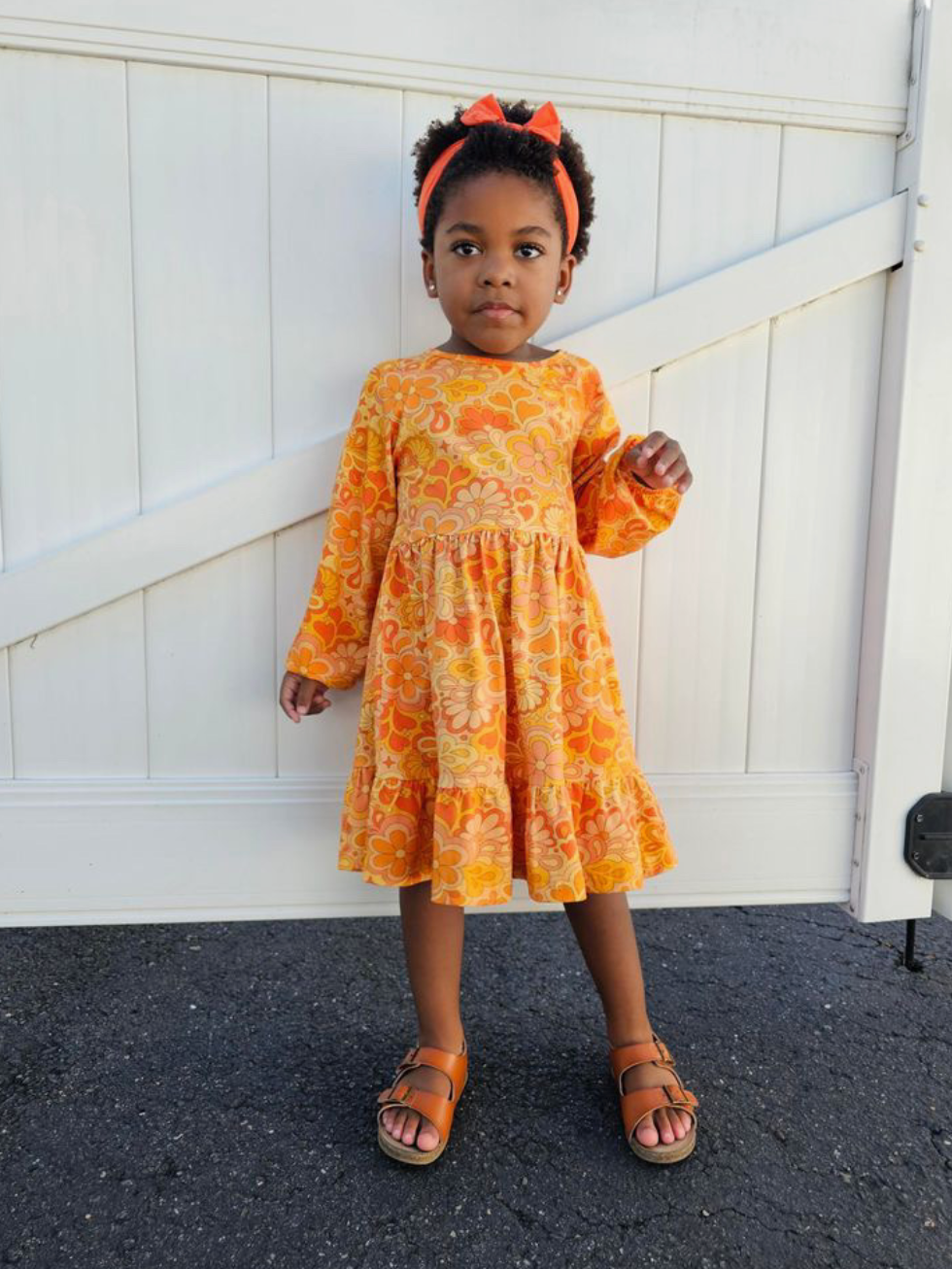 Retro Long Sleeve Girls Dress