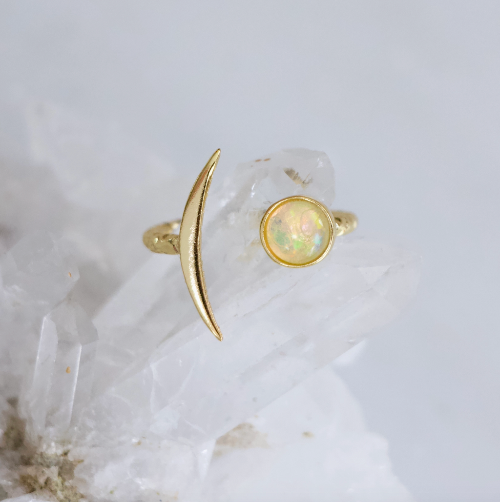 Opal Crescent Ring