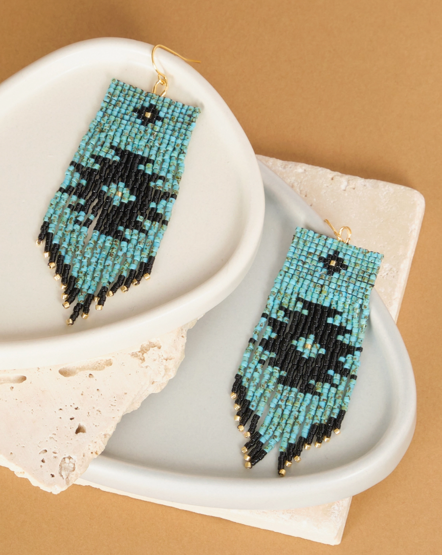 Beaded Handwoven Tribal Fringe Earrings