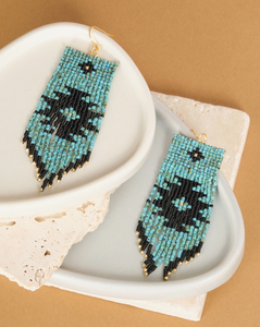 Beaded Handwoven Tribal Fringe Earrings