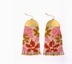 Beaded Handwoven Tropical Fringe Earrings