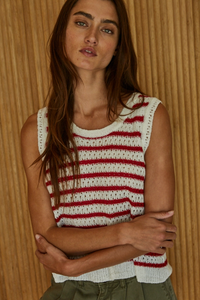 Striped Sleeveless Knit Sweater