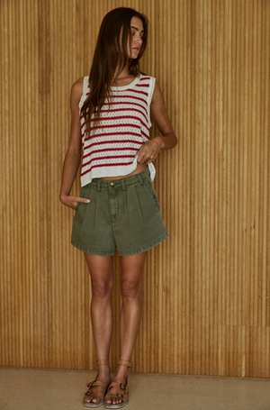 Striped Sleeveless Knit Sweater