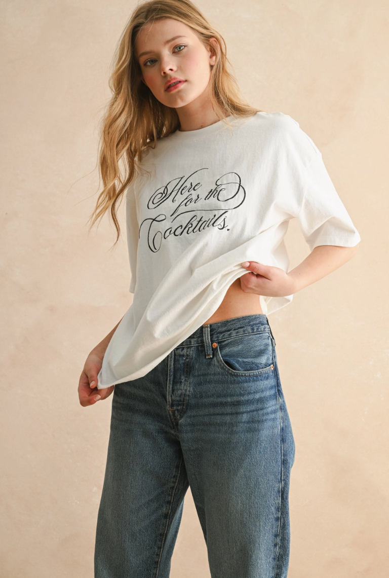 Here For It Embroidered Tee