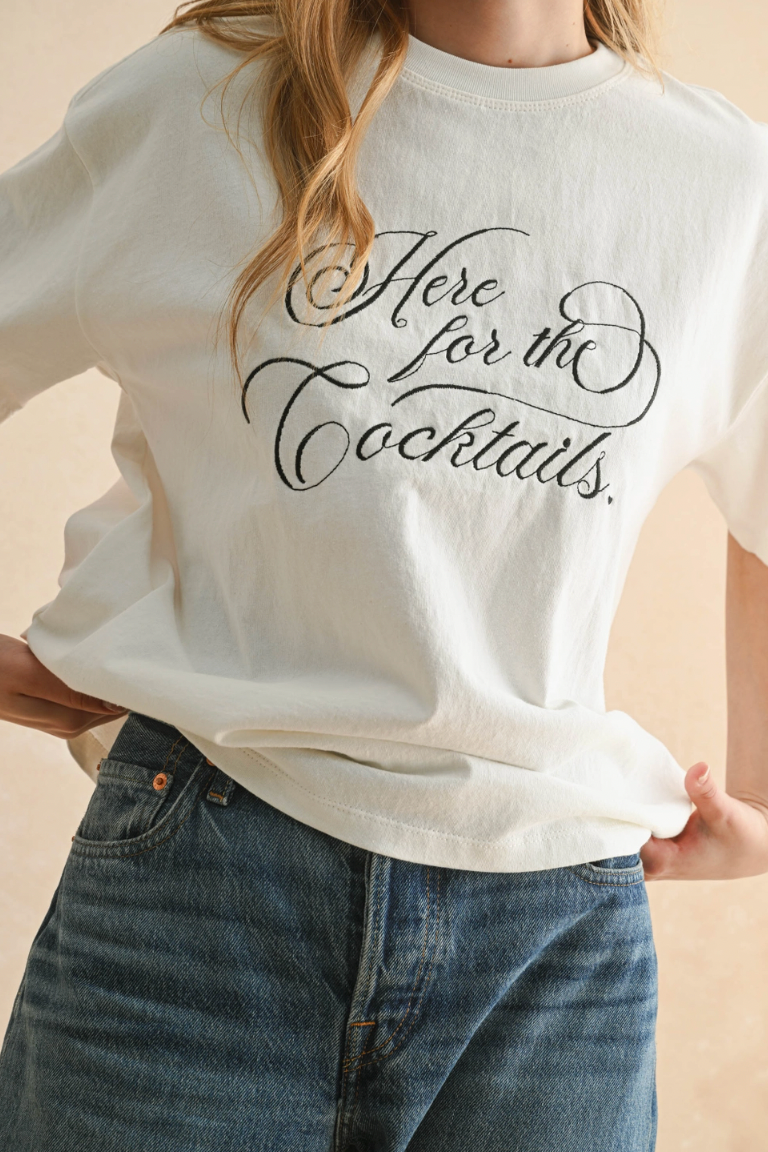 Here For It Embroidered Tee