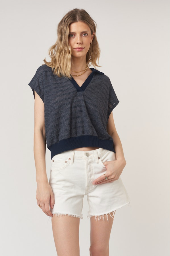 Saal Textured Striped Top
