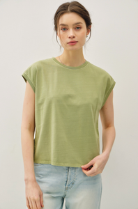 Acid Wash Capped Sleeve Tee