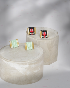 Beaded Handwoven Tulip Stud Duo