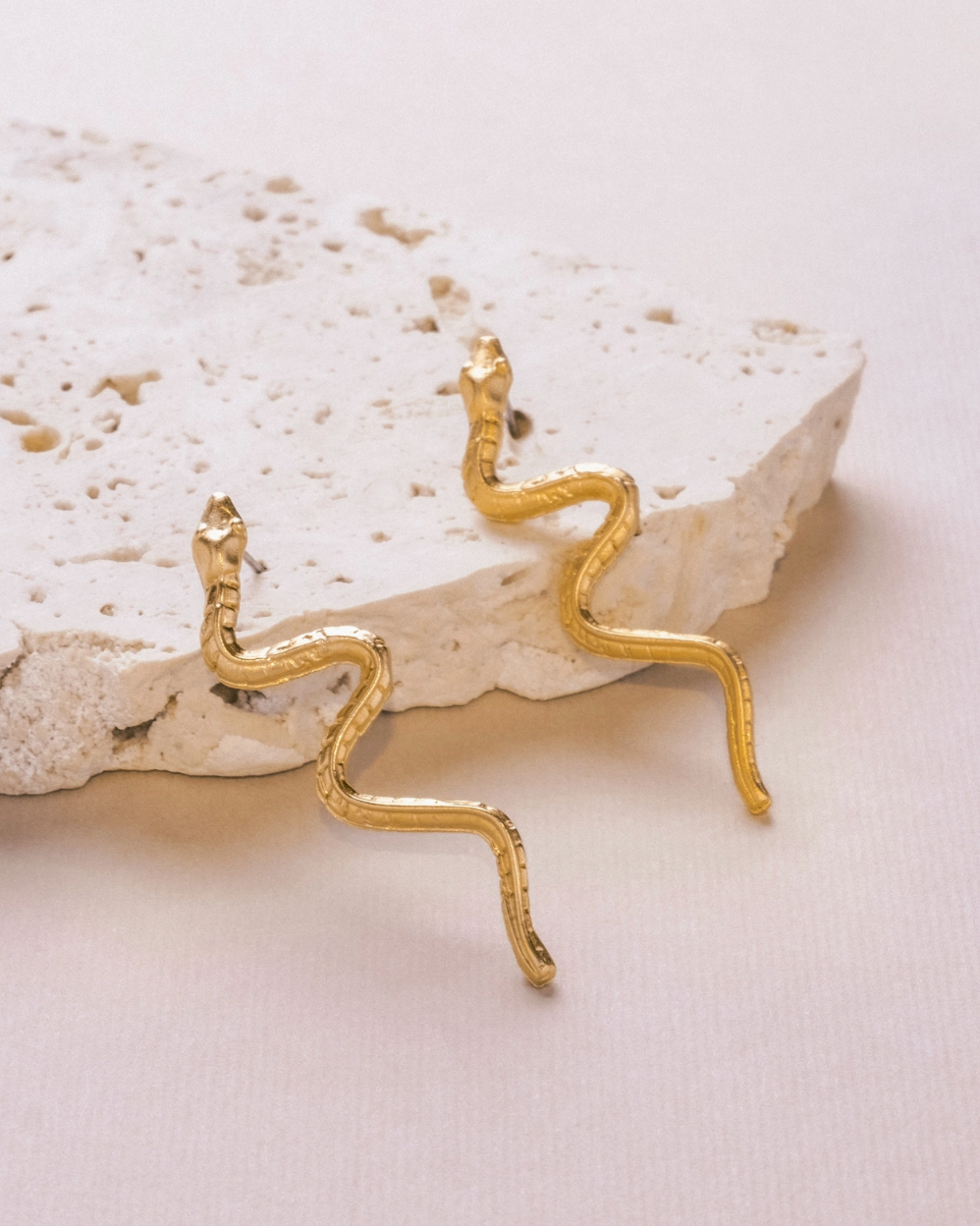 Brushed Gold Snake Earrings