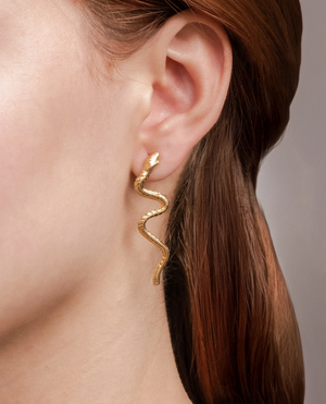 Brushed Gold Snake Earrings