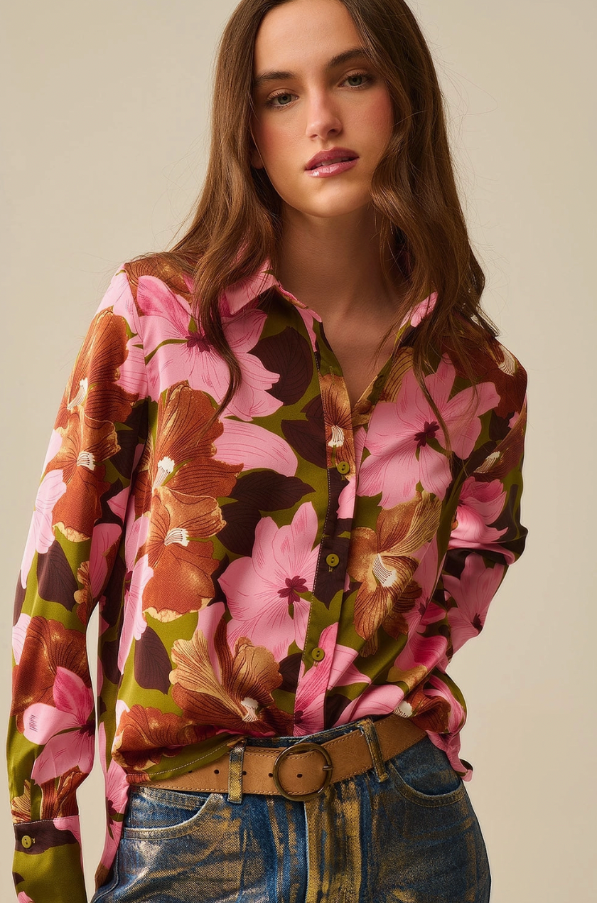 Tropical Print Relaxed Buttondown