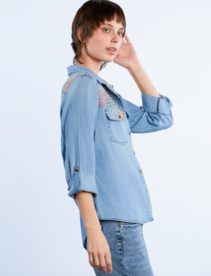 Flower Patch Embroidered Shirt