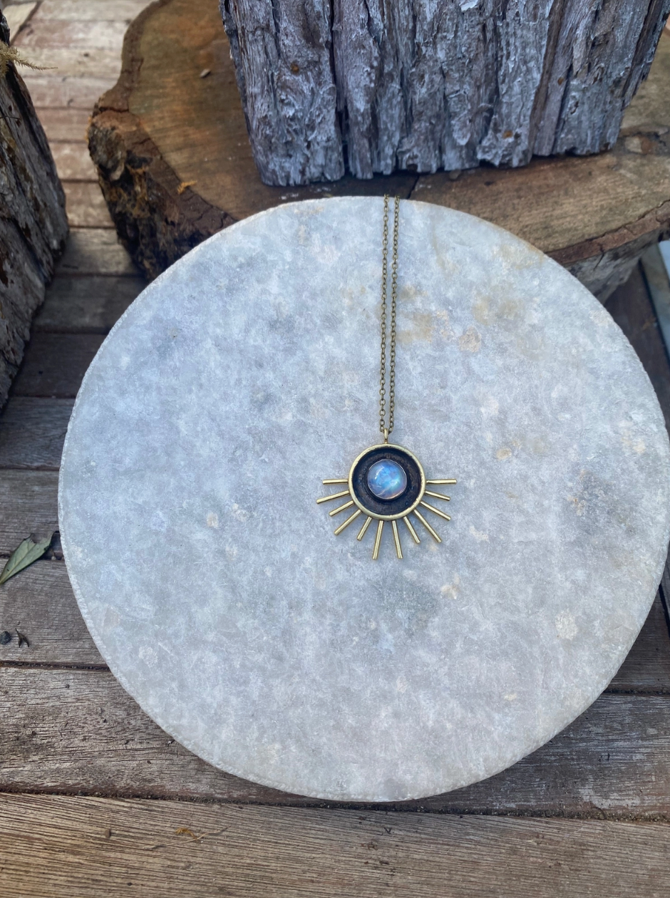 Sunbeam Rainbow Moonstone Necklace