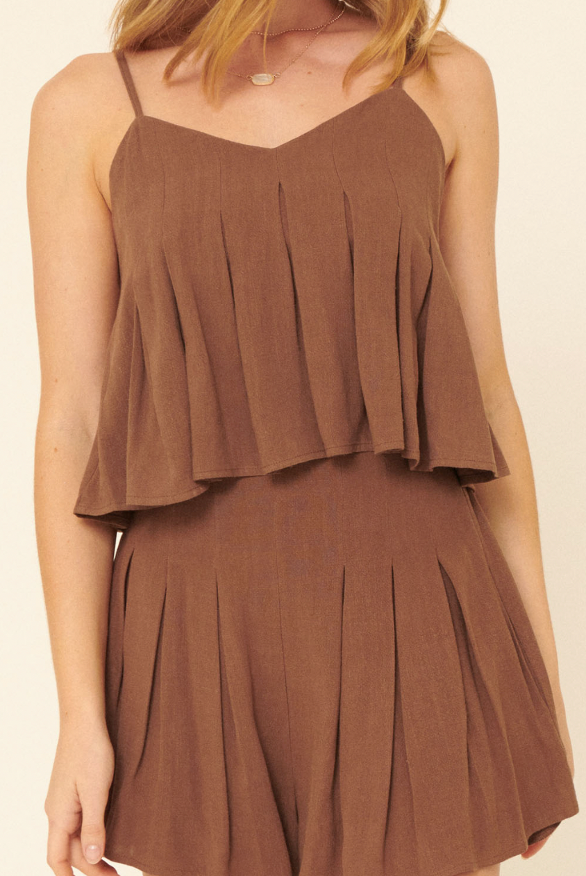 Pleated Flounce Cami Top