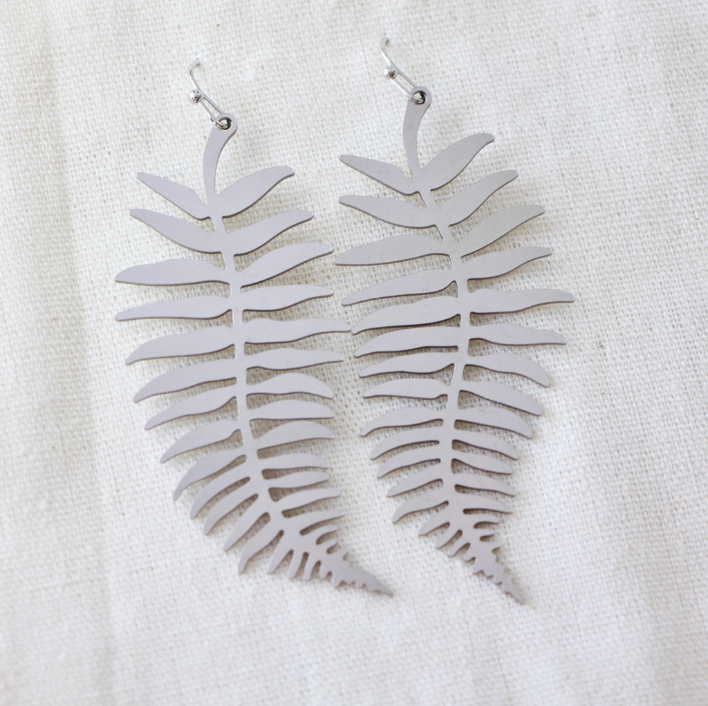 Brass Fern Leaf Earrings