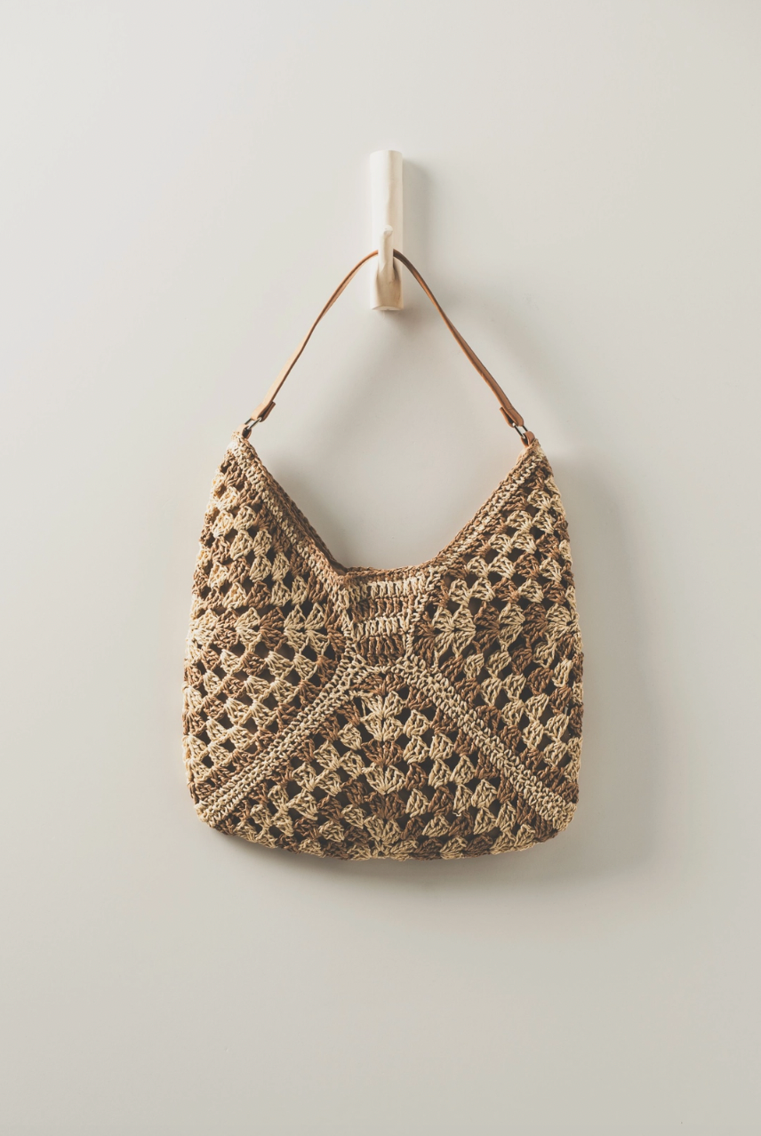 Diamond Pattern Crochet Hobo Bag