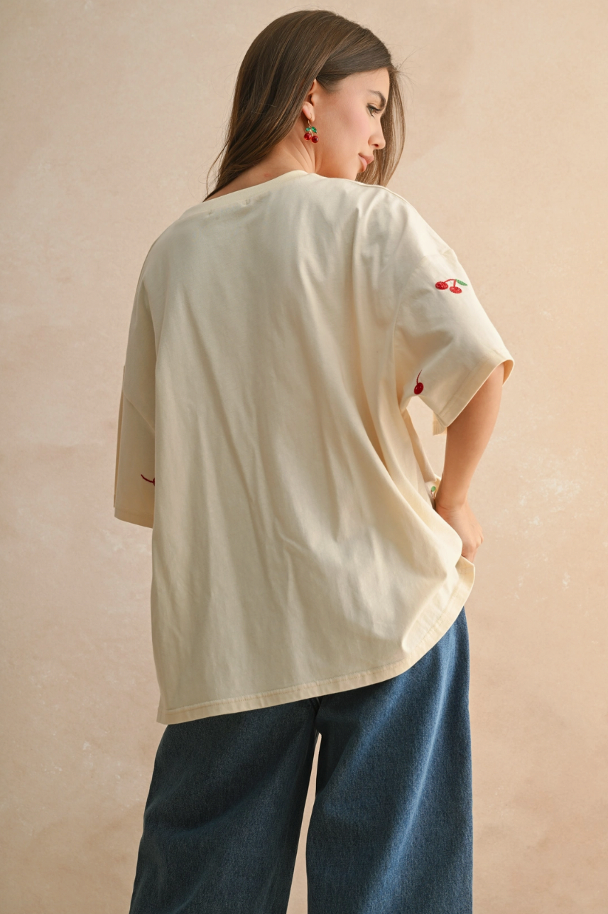 Cherry Embroidered Tee