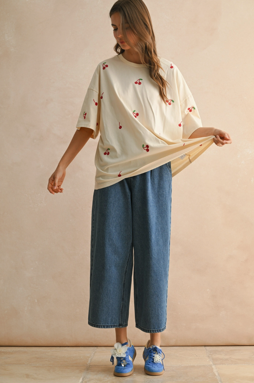 Cherry Embroidered Tee