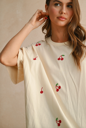 Cherry Embroidered Tee