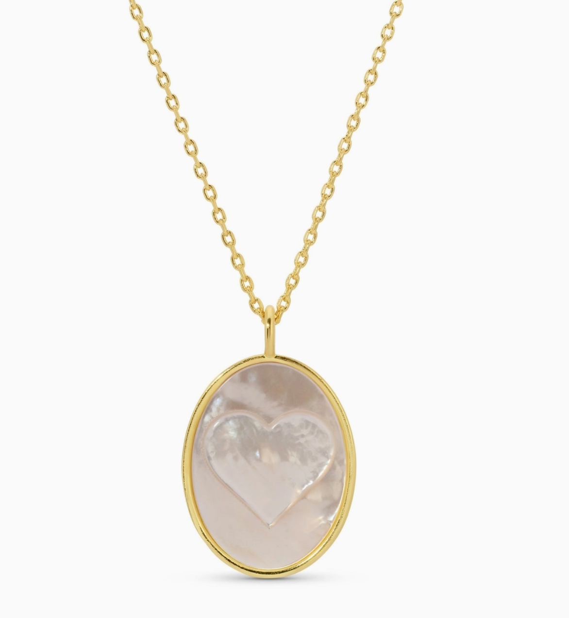 Heart Etched Shell Pendant Necklace