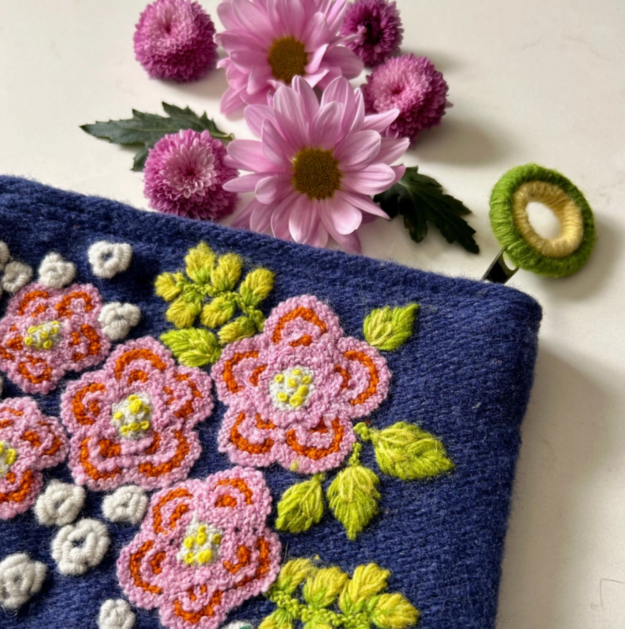 Embroidered Wool Pouch