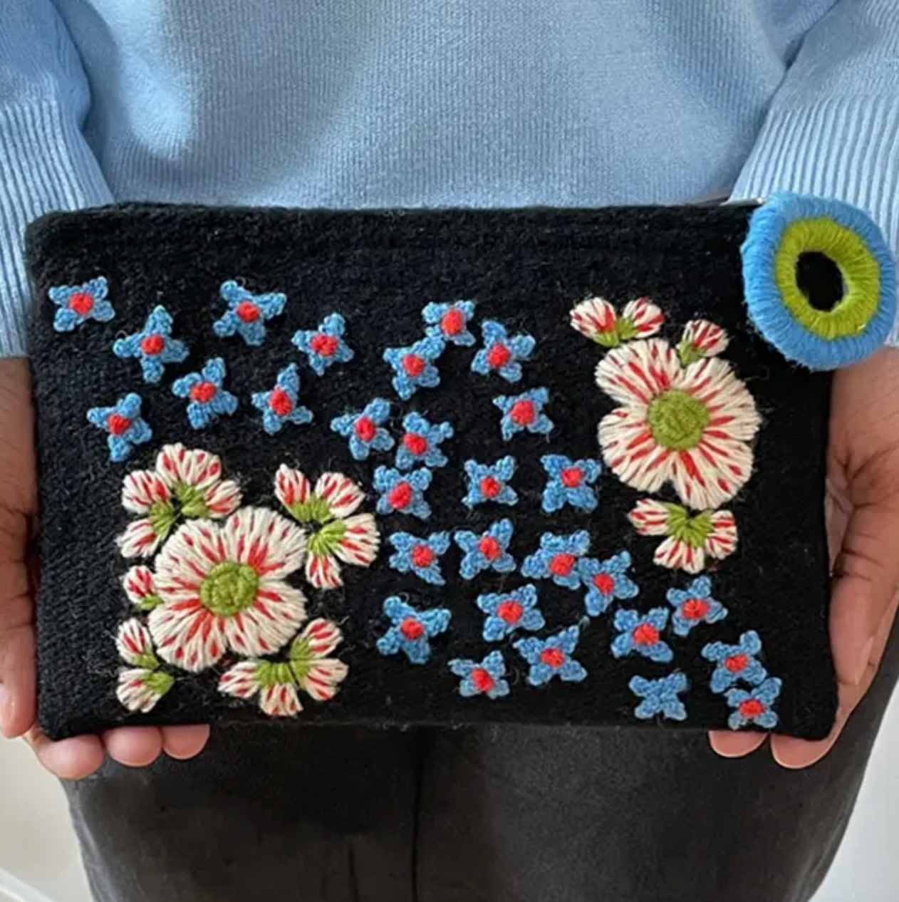 Embroidered Wool Pouch