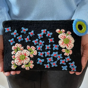 Embroidered Wool Pouch