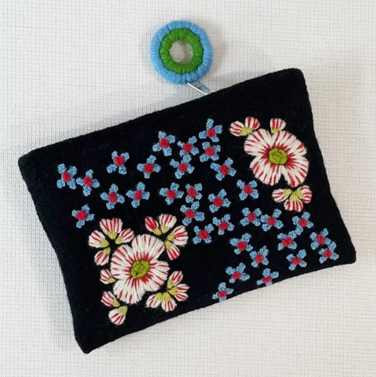 Embroidered Wool Pouch