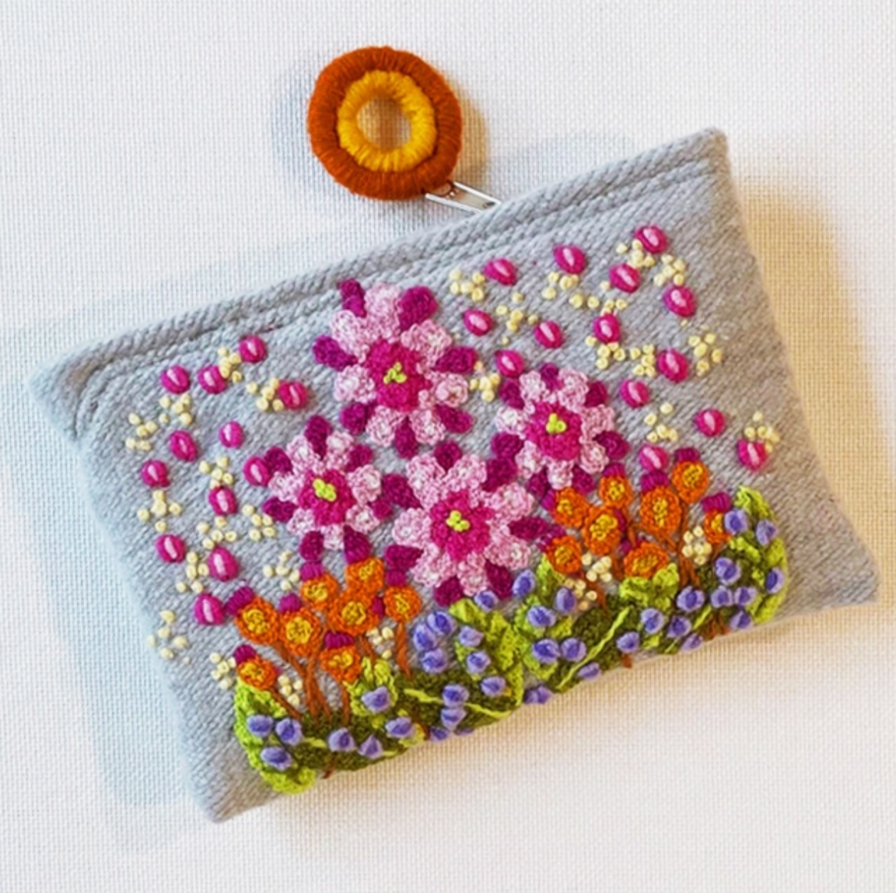 Embroidered Wool Pouch
