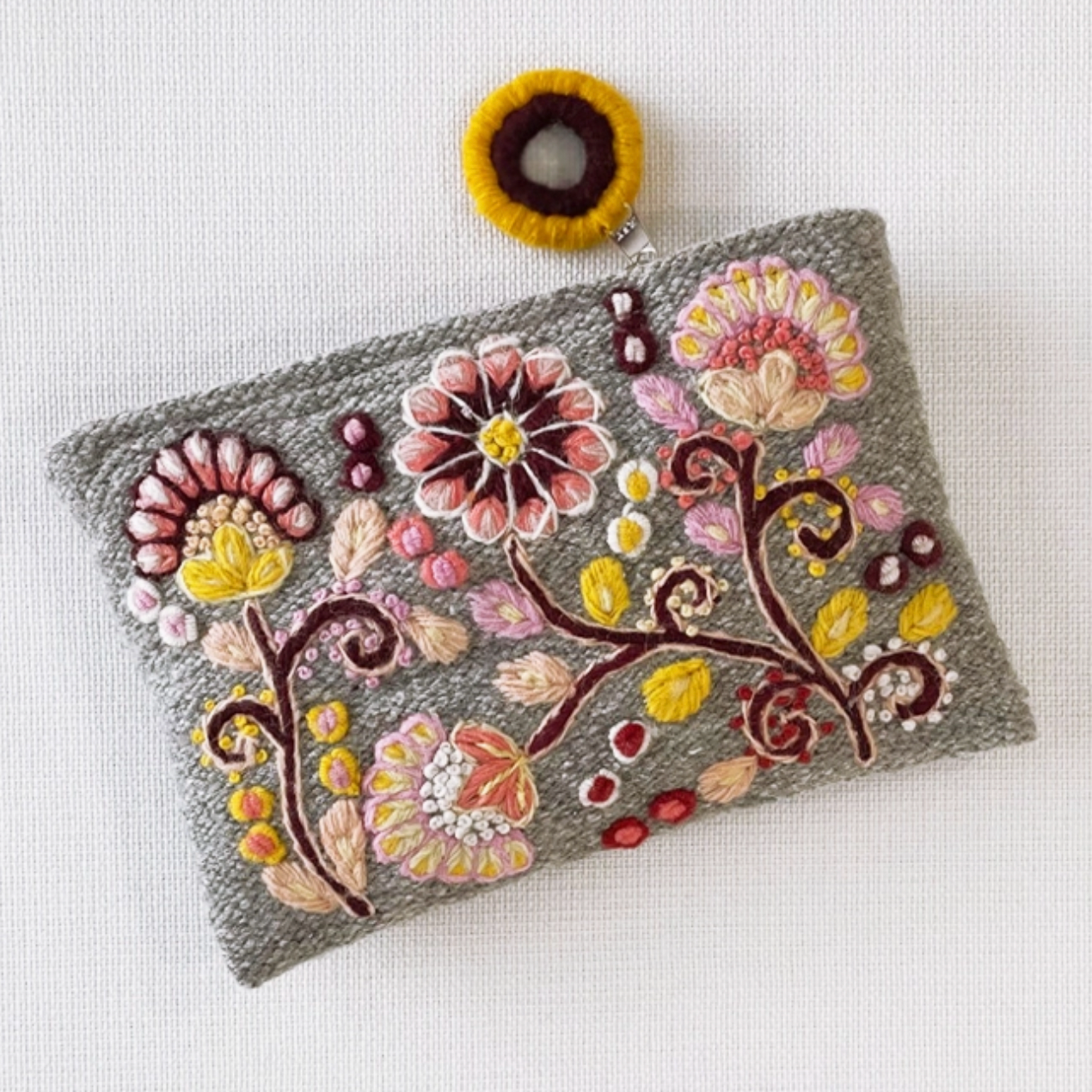 Embroidered Wool Pouch