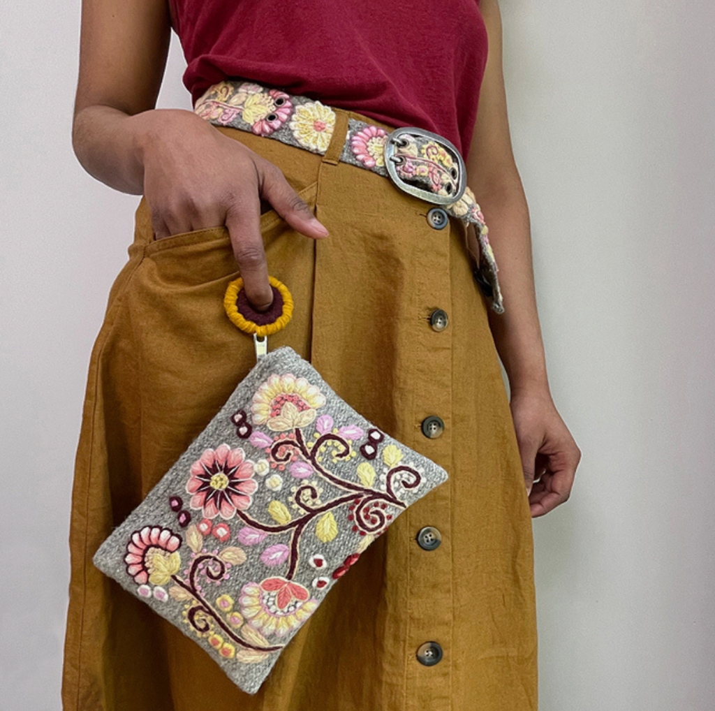 Embroidered Wool Pouch