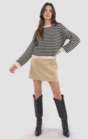 Contrast Knit Sweater