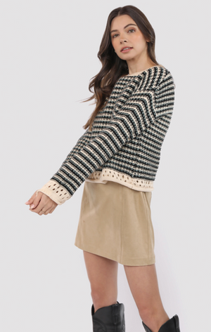 Contrast Knit Sweater