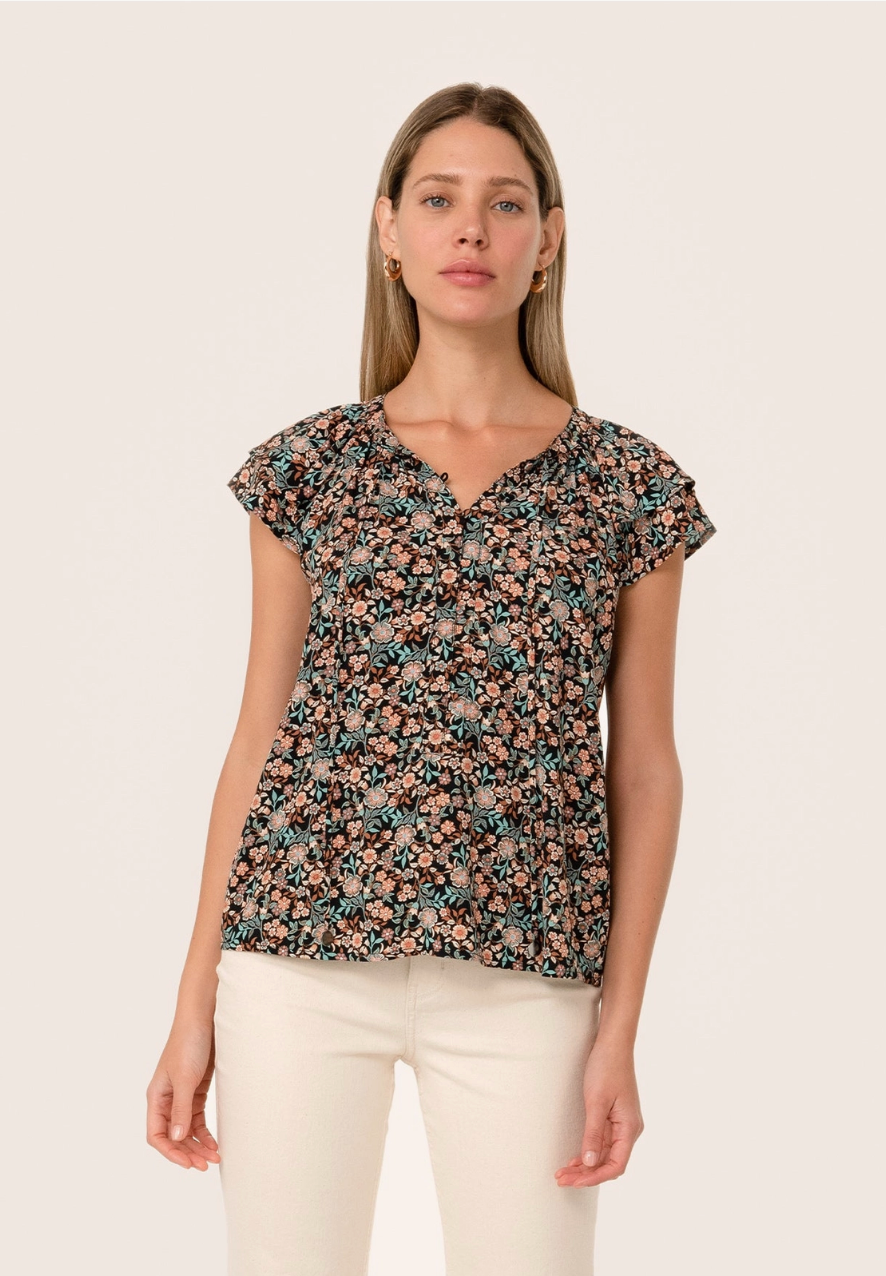 Floral Layered Sleeve Blouse