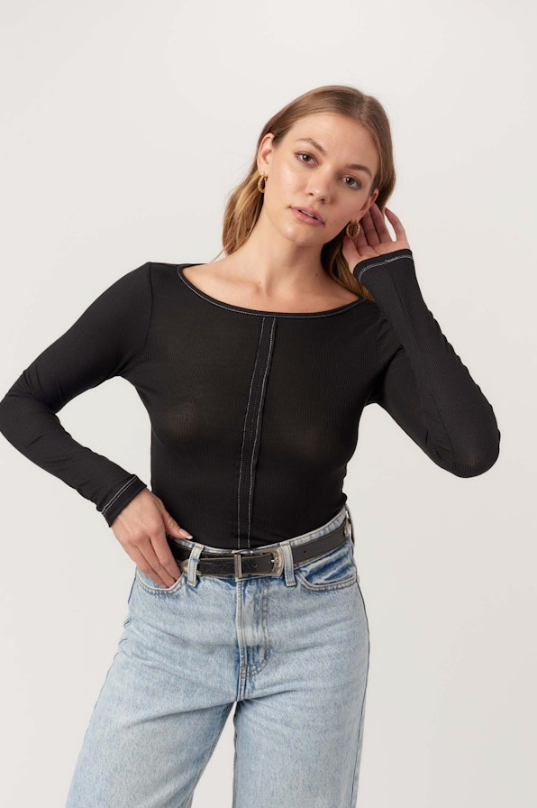 Yoko Seamed Boatneck Top