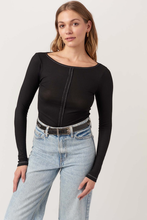 Yoko Seamed Boatneck Top