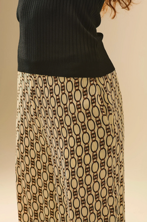 Chain Print Wide-Leg Pants