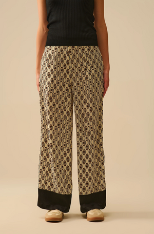 Chain Print Wide-Leg Pants