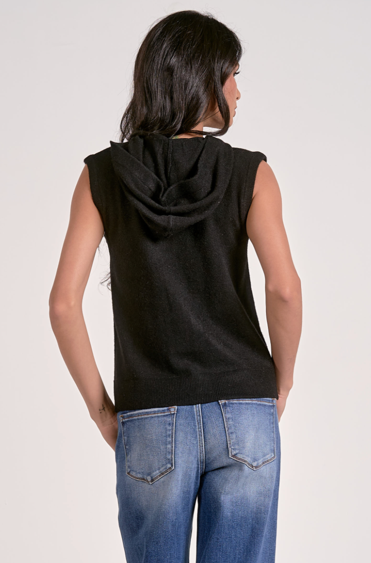 Sleeveless Zip Hoodie Sweater