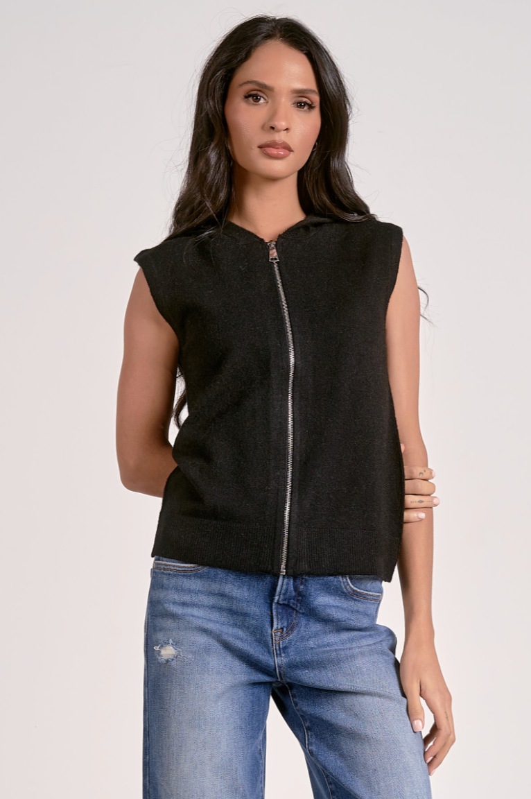 Sleeveless Zip Hoodie Sweater