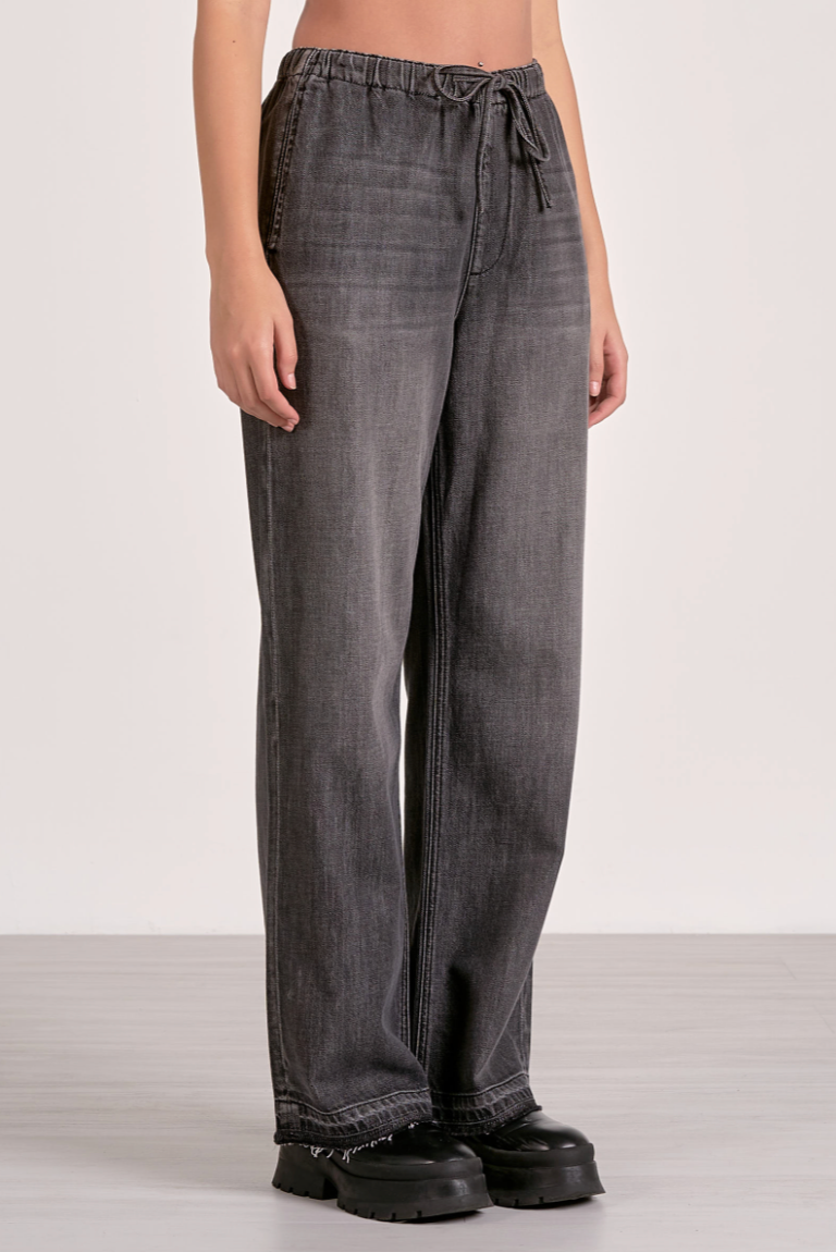 Washed Denim Drawstring Pant