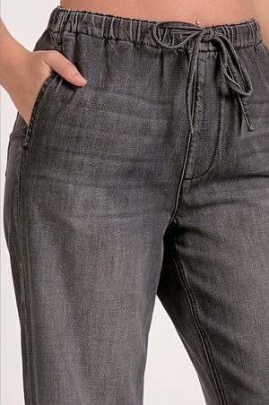 Washed Denim Drawstring Pant