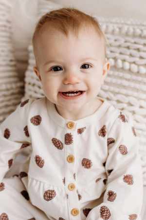 Pinecones Gathered Button Romper